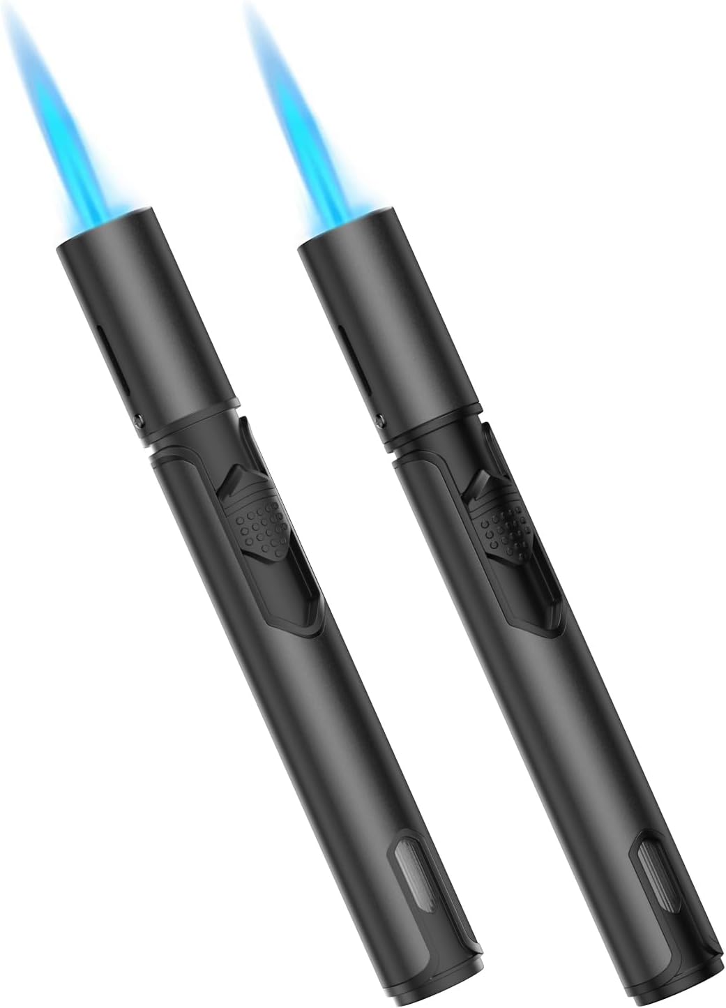 Torch Lighters 6 Inch Refillable Jet Flame Butane Lighters with Visible Fuel Window, Portable Long Lighter for Candle Grill Fireplace Camping BBQ. 2 Pack (Not Prefilled)