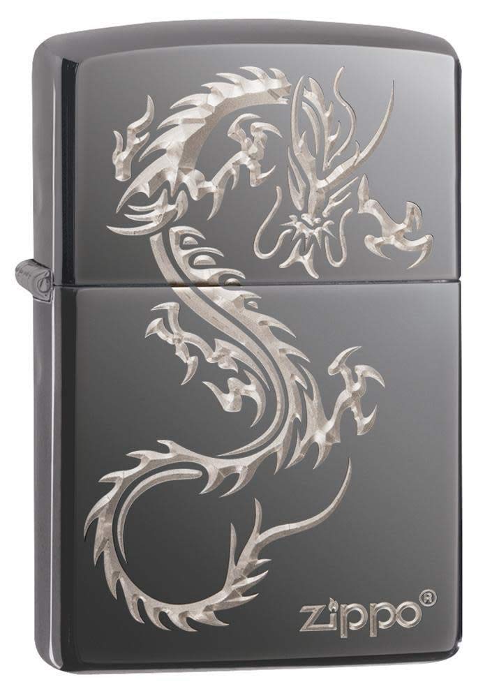 Zippo Armor High Polish Green Elegant Dragon Pocket Lighter, One Size