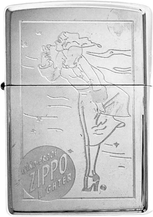 Custom Personalized Zippo Classic Windy Girl Windproof Oil Lighters - Engraving - Christmas, Halloween & Valentines Day Gift (High Polish Chrome)