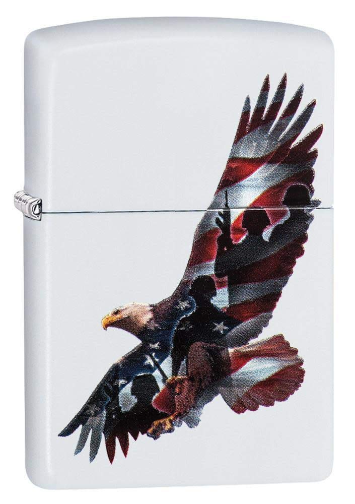 Zippo Eagles Dare Pocket Lighter - Refillable Flip-Top Windproof Lighters - Fierce Soaring Eagle Patriotic Design Pocket Lighters - Luxury Metal Lighter Made in USA