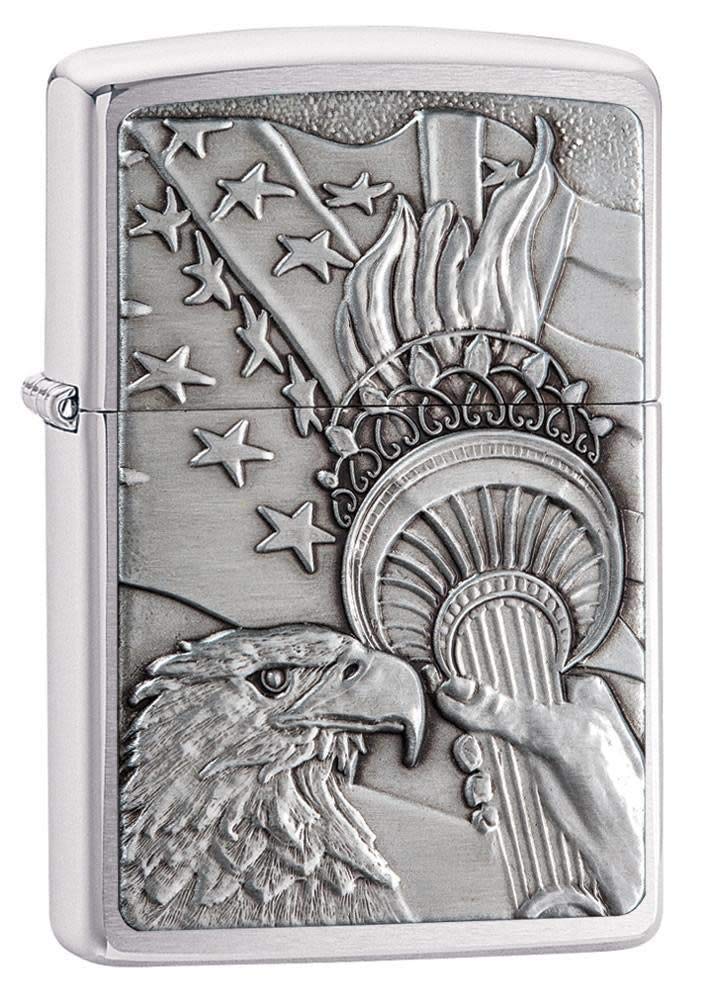Zippo Eagles Dare Pocket Lighter - Refillable Flip-Top Windproof Lighters - Fierce Soaring Eagle Patriotic Design Pocket Lighters - Luxury Metal Lighter Made in USA