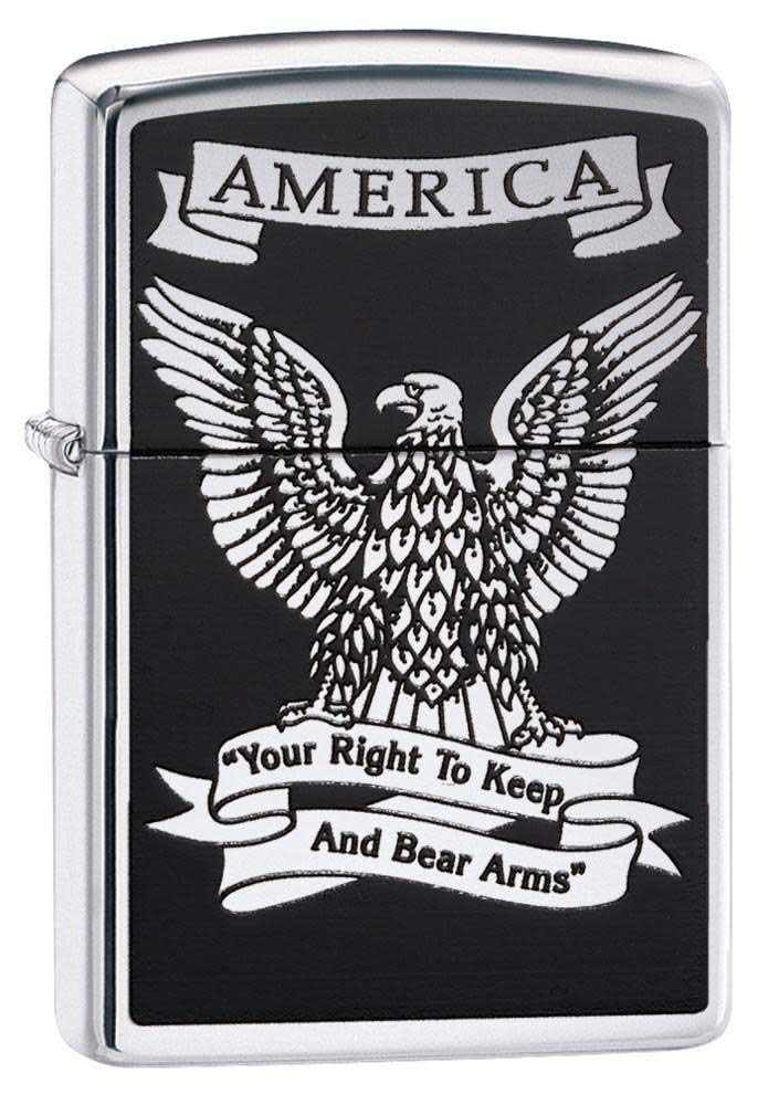 Zippo Eagles Dare Pocket Lighter - Refillable Flip-Top Windproof Lighters - Fierce Soaring Eagle Patriotic Design Pocket Lighters - Luxury Metal Lighter Made in USA