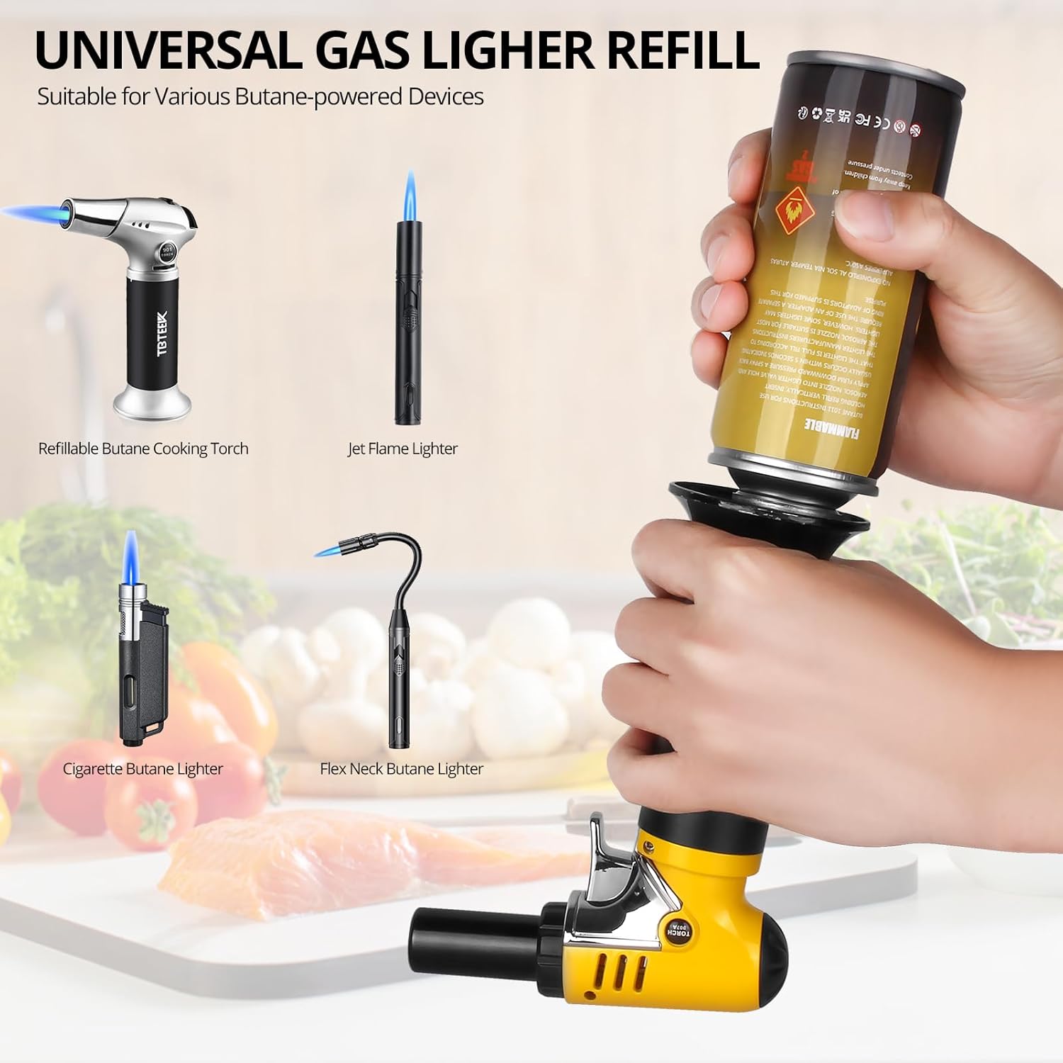 TBTeek Butane Refill, Ultra-Refined Lighter Fluid Refill, 100ml Butane Fuel Refill, Butane Canister for Torch Lighter, Butane Torch, Kitchen Blow Torch (1 Can)