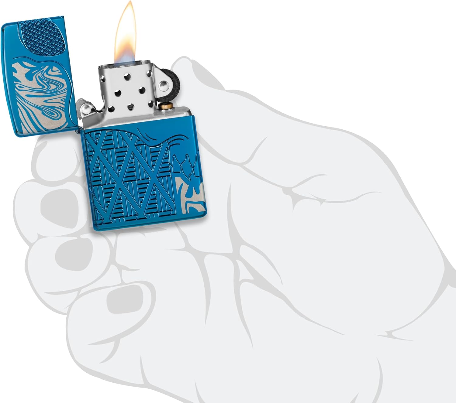 Zippo Armor High Polish Blue Skull Design Pocket Lighter