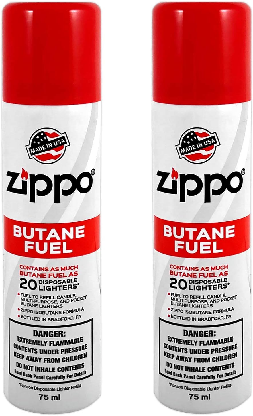 Zippo Butane Fuel Refill – Premium High-Purity for Lighters, Torches & Inserts – Clean Burning, Consistent Flame, Reliable Performance, Made in USA, 75ml 2-Pack