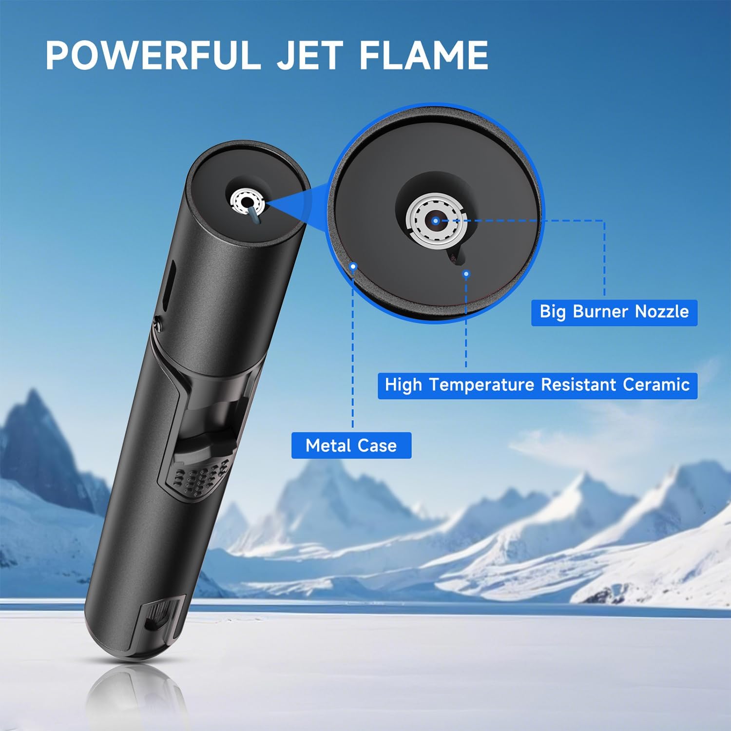 Torch Lighters 6 Inch Refillable Jet Flame Butane Lighters with Visible Fuel Window, Portable Long Lighter for Candle Grill Fireplace Camping BBQ. 2 Pack (Not Prefilled)