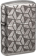 Zippo Lighter: Armor MultiCut Geometric Deep Carve - Antique Silver 49883