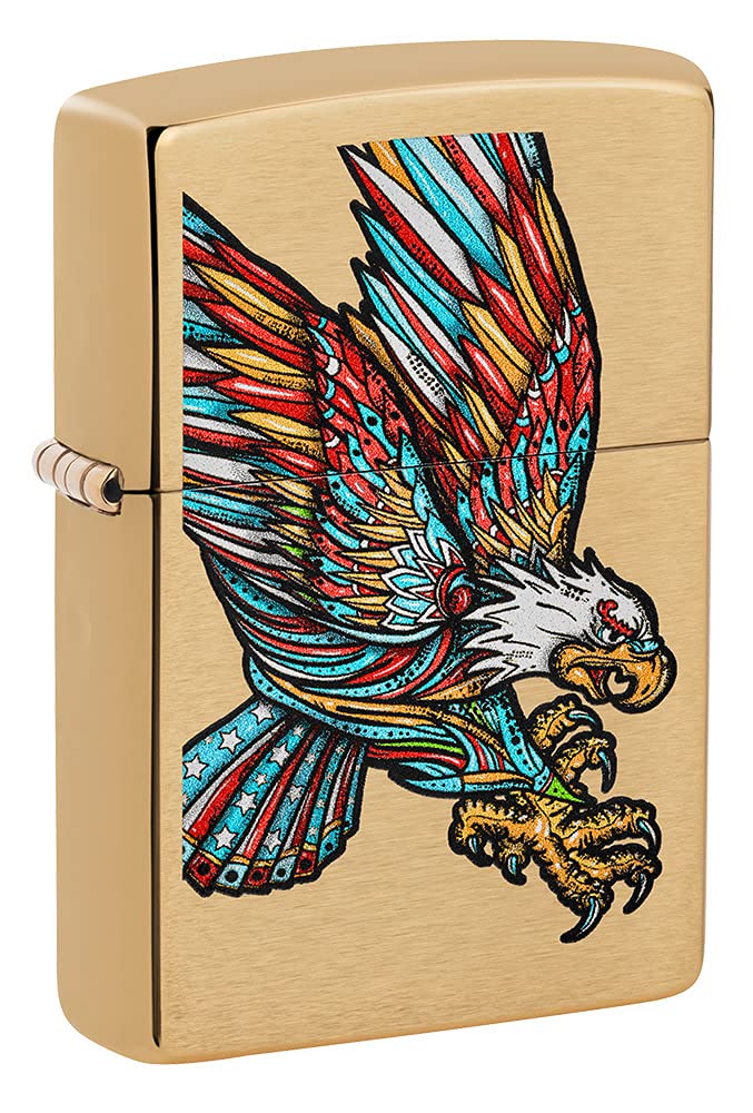 Zippo Eagles Dare Pocket Lighter - Refillable Flip-Top Windproof Lighters - Fierce Soaring Eagle Patriotic Design Pocket Lighters - Luxury Metal Lighter Made in USA