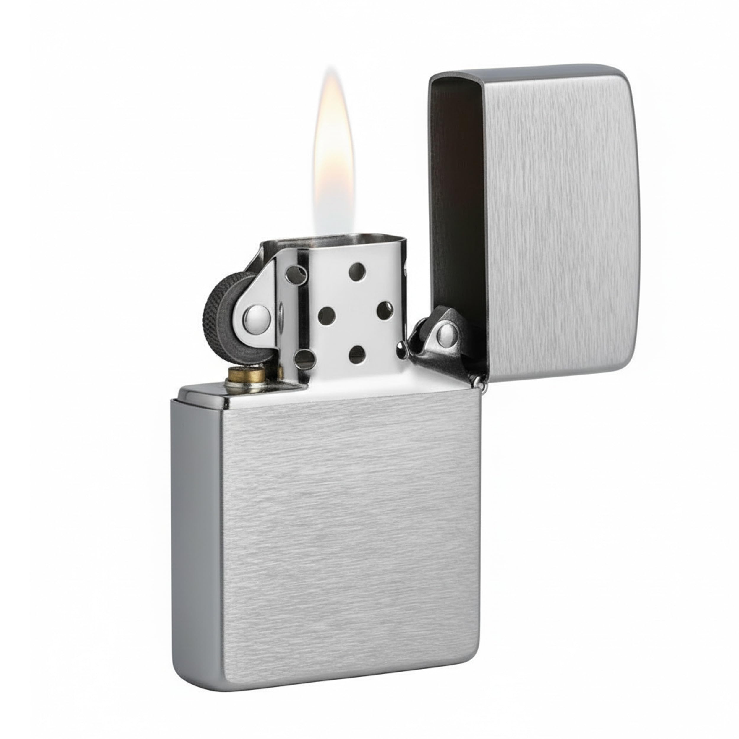 Zippo Classic Brushed Chrome Pocket Lighter - Windproof & Refillable Flip-Top Metal Lighter - Everyday Use Pocket Lighters - Luxury Lighters Made in USA
