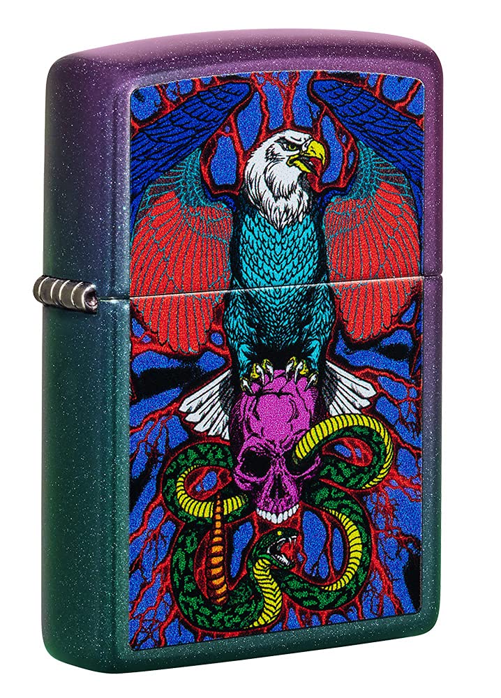 Zippo Eagles Dare Pocket Lighter - Refillable Flip-Top Windproof Lighters - Fierce Soaring Eagle Patriotic Design Pocket Lighters - Luxury Metal Lighter Made in USA