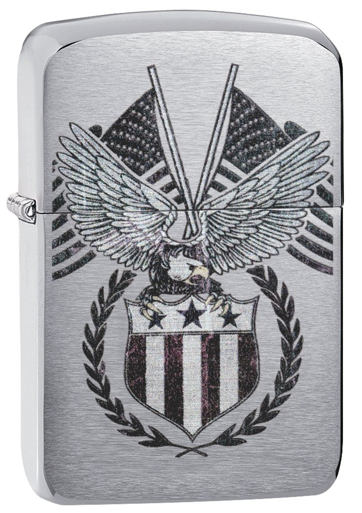 Zippo Eagles Dare Pocket Lighter - Refillable Flip-Top Windproof Lighters - Fierce Soaring Eagle Patriotic Design Pocket Lighters - Luxury Metal Lighter Made in USA