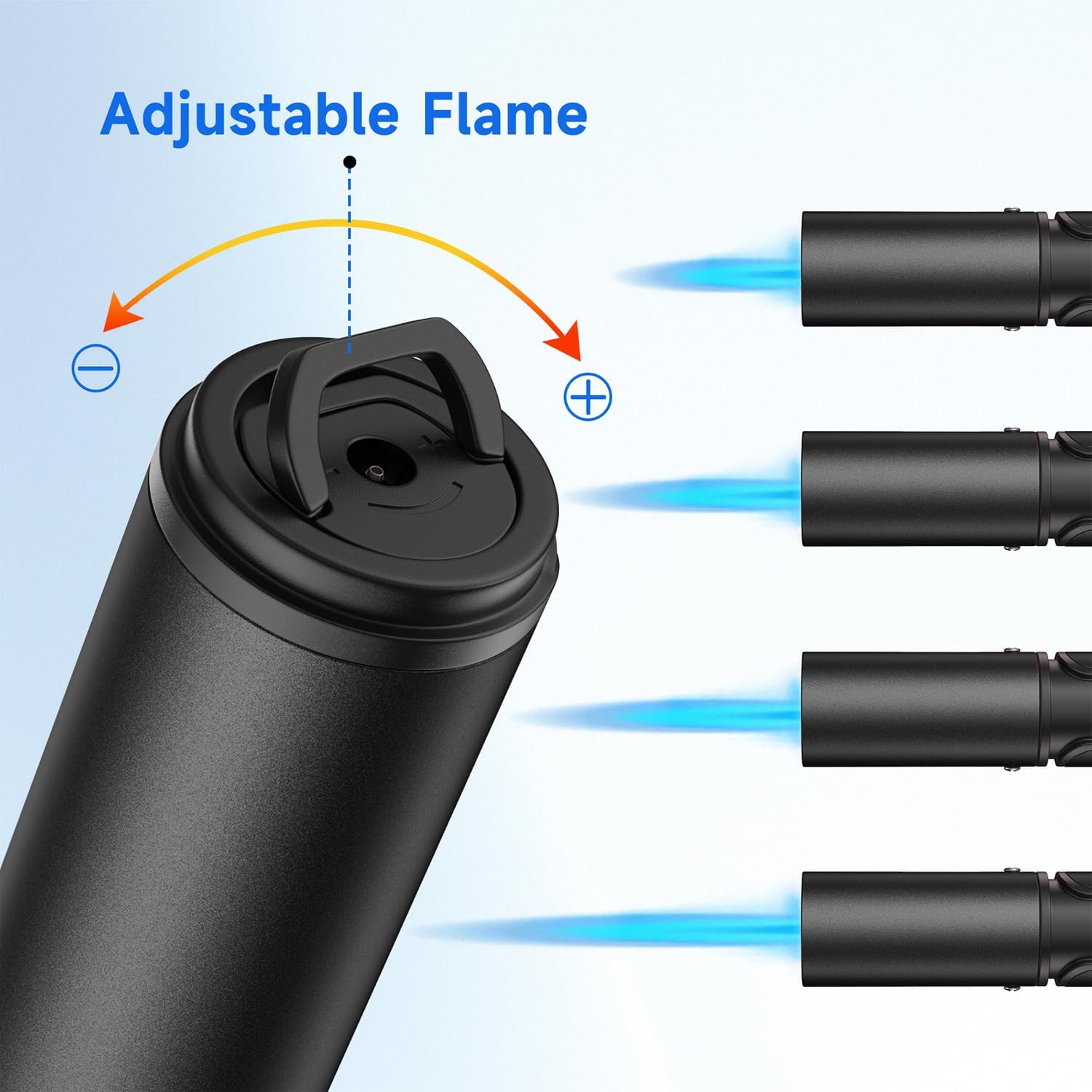 Torch Lighters 6 Inch Refillable Jet Flame Butane Lighters with Visible Fuel Window, Portable Long Lighter for Candle Grill Fireplace Camping BBQ. 2 Pack (Not Prefilled)