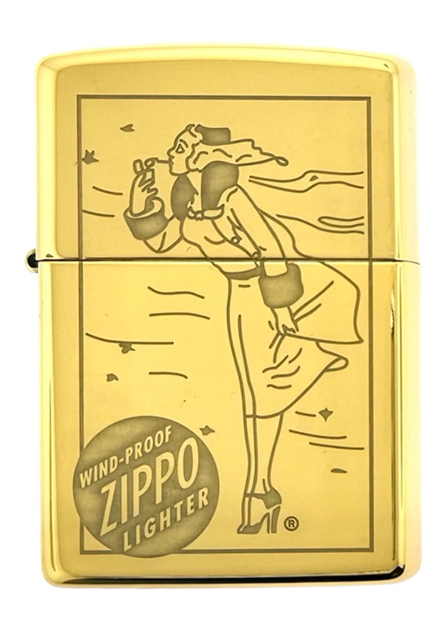 Custom Personalized Zippo Classic Windy Girl Windproof Oil Lighters - Engraving - Christmas, Halloween & Valentines Day Gift (High Polish Chrome)