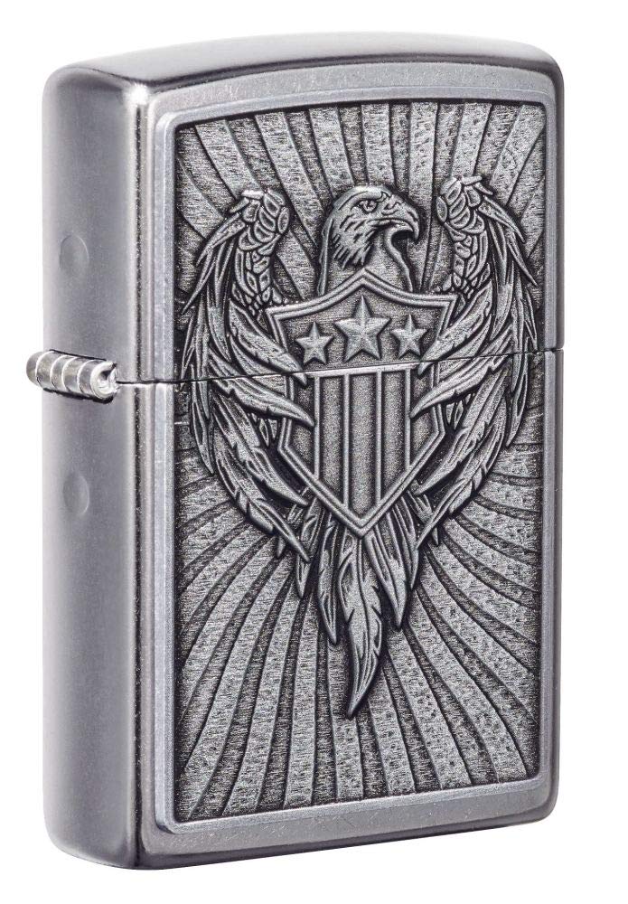 Zippo Eagles Dare Pocket Lighter - Refillable Flip-Top Windproof Lighters - Fierce Soaring Eagle Patriotic Design Pocket Lighters - Luxury Metal Lighter Made in USA