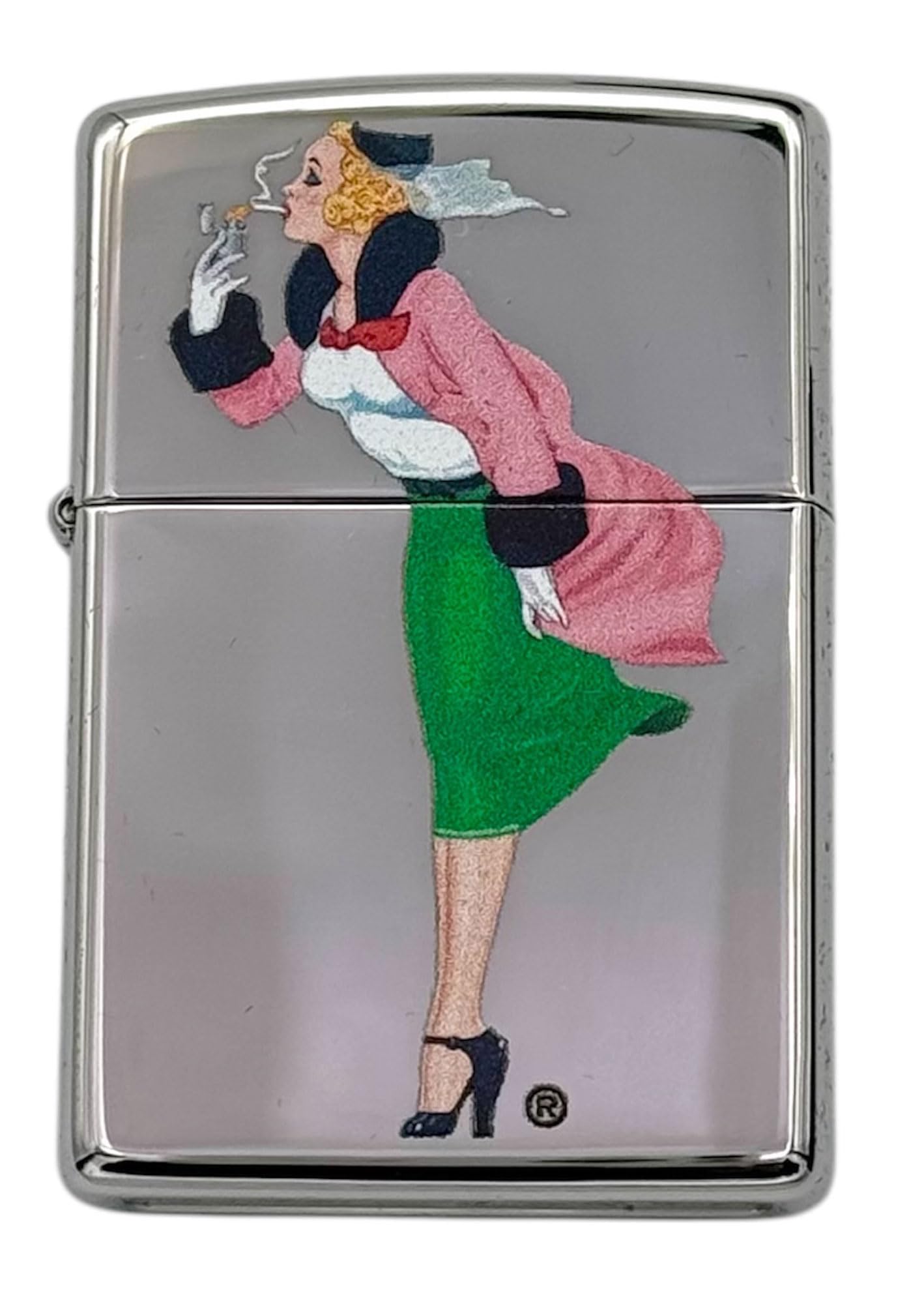 Custom Personalized Zippo Classic Windy Girl Windproof Oil Lighters - Engraving - Christmas, Halloween & Valentines Day Gift (High Polish Chrome)