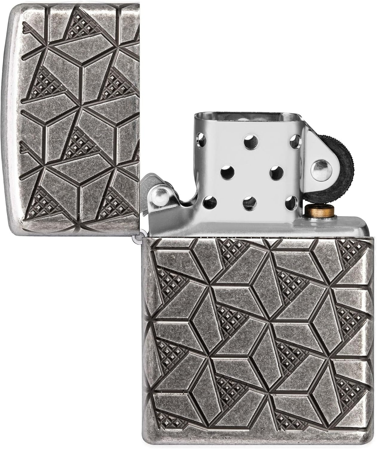 Zippo Lighter: Armor MultiCut Geometric Deep Carve - Antique Silver 49883