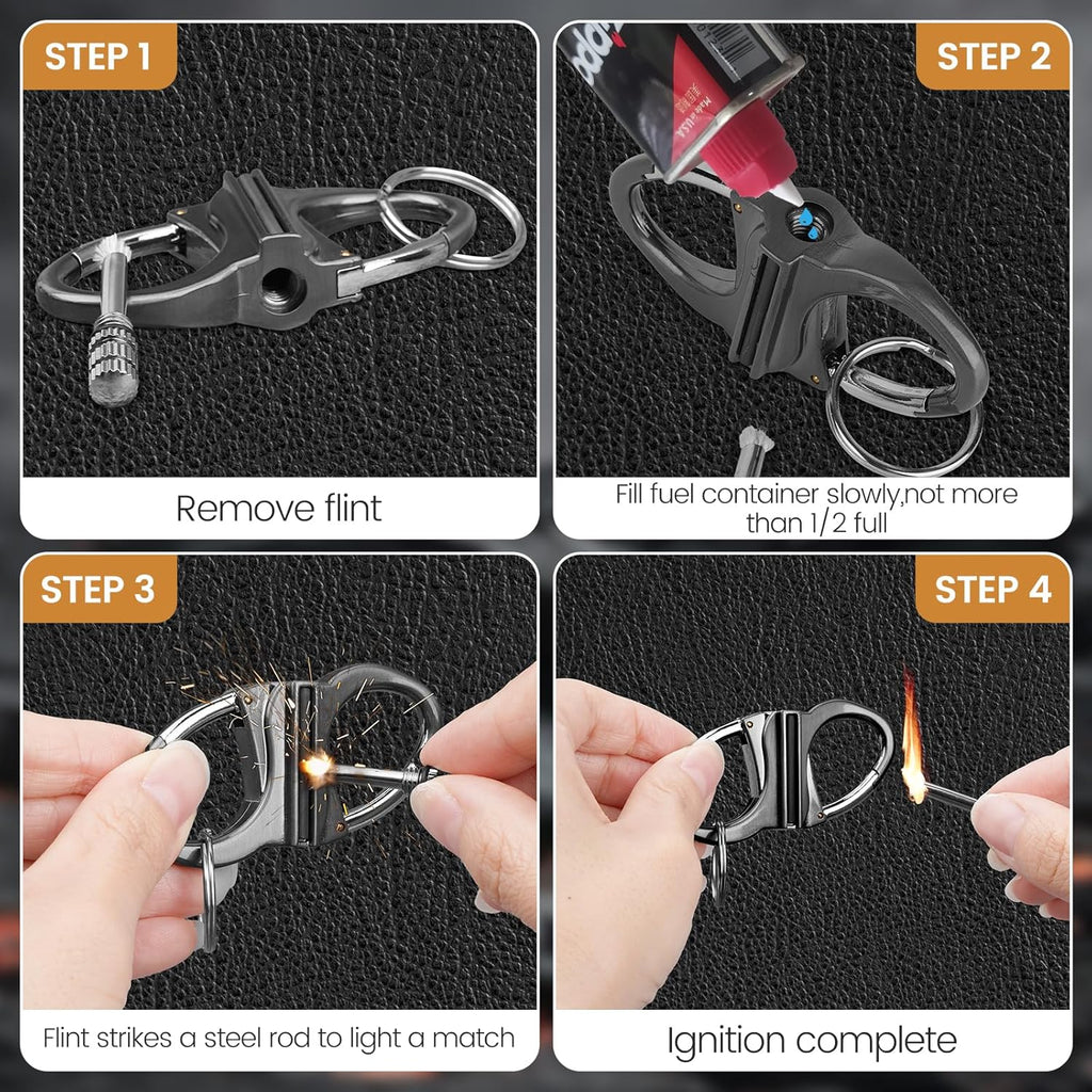 Keychain Lighter,Permanent Match,Permanent Match Keychains,Reusable Fire Starter Key Ring, Hidden Forever Lighter Keychain,For Outdoor Survival Gift for Men,Mini Waterproof Lighters