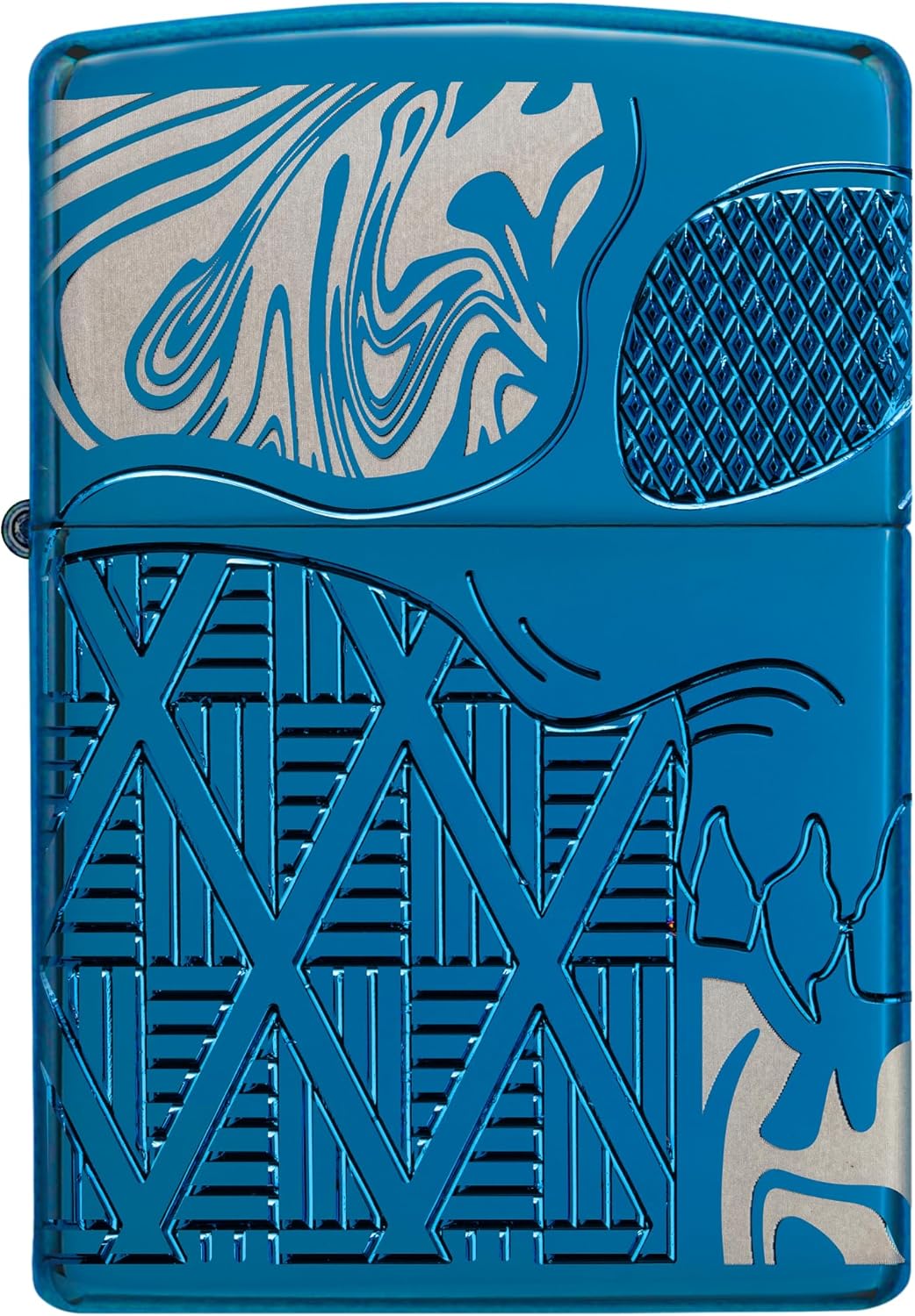 Zippo Armor High Polish Blue Skull Design Pocket Lighter