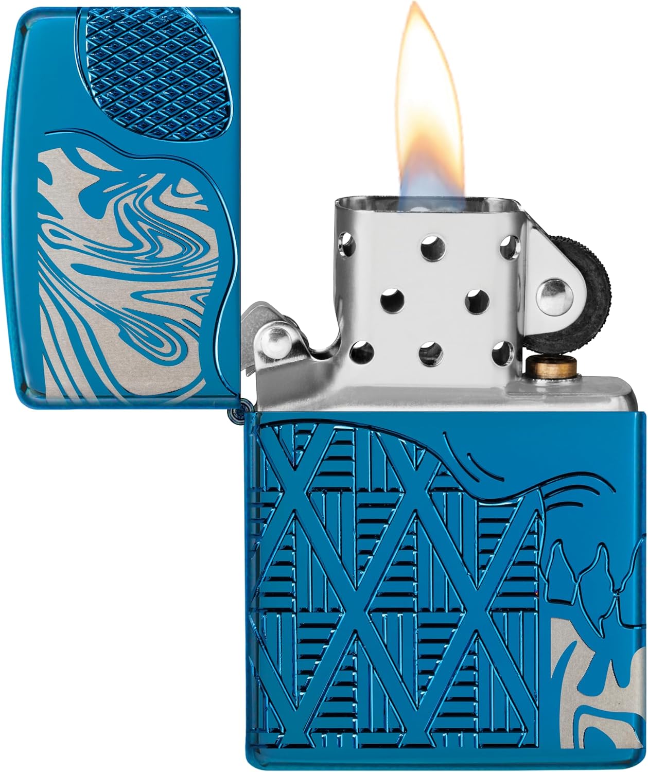 Zippo Armor High Polish Blue Skull Design Pocket Lighter