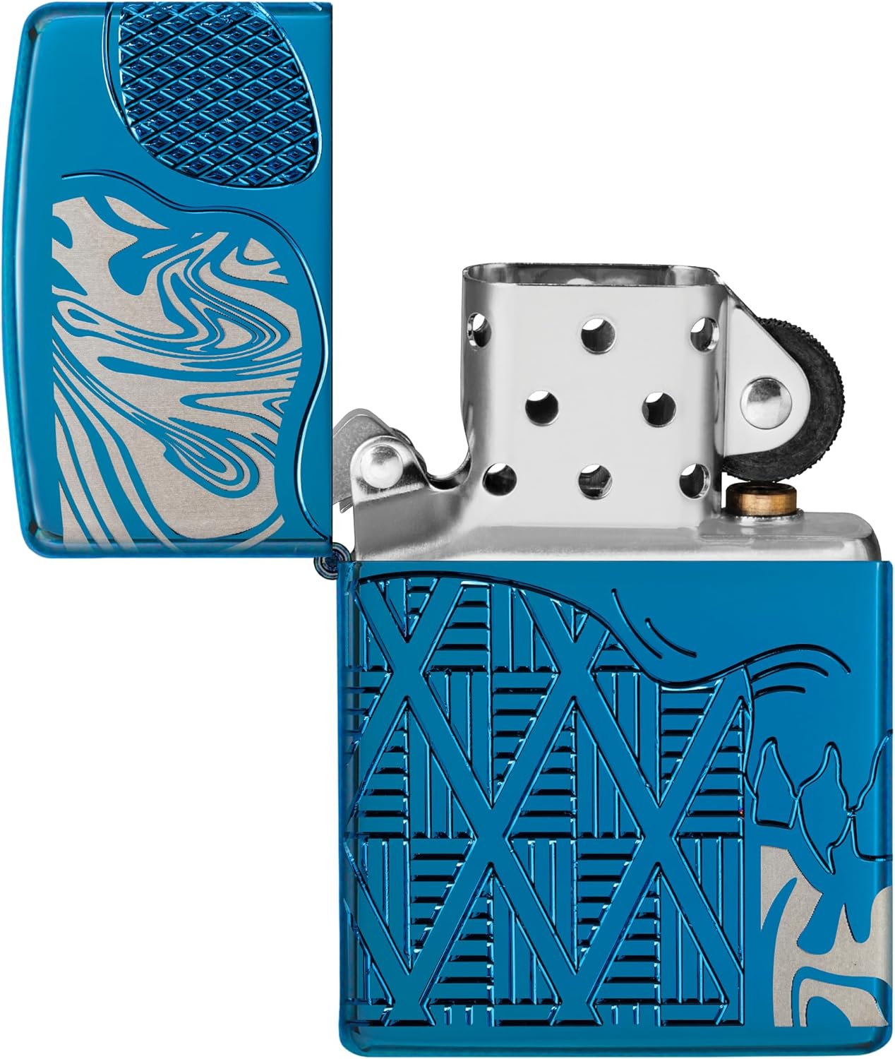 Zippo Armor High Polish Blue Skull Design Pocket Lighter